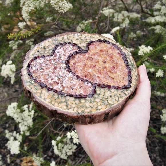 Soulmate Twin Flames Crystal Grid Wood Decor - Picture 2 of 7